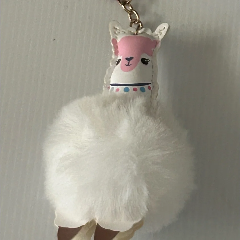 Llama Keychain with Fluffy Pom Pom